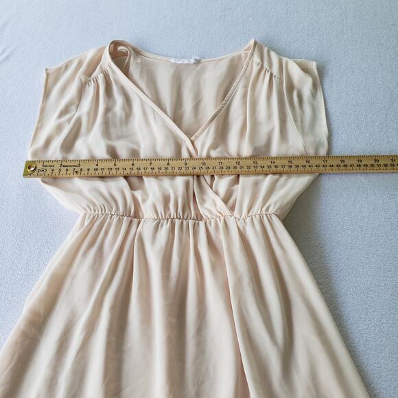 Lush Dress Womens XS Beige Cream Fit & Flare Empire Waist Lightweight V Neck - Picture 6 of 13
